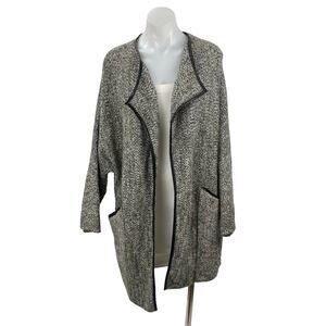 Zara Women's Marled Gray Wool Knit Long Sleeve Cardigan Sweater Coat Jacket Sz M